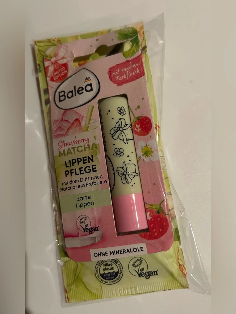 Balea Limited Edition Lip Balm & Face Mask Set Strawberry Matcha Pistachio